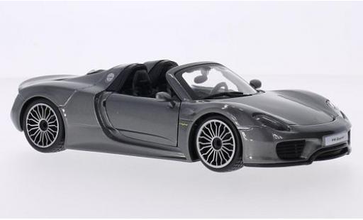 Porsche 918 1/24 Burago Spyder metalico gris coche miniatura