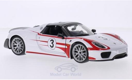 Porsche 918 2013 1/24 Burago Weissach blanco/rojo No.3 2013 coche miniatura