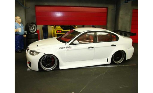 Bmw 330 tuning 1/18 Welly E90 jantes bbs preparation route tsw coche miniatura