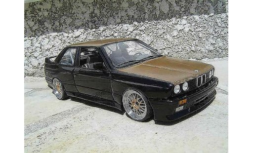 Bmw M3 coupe 1/18 Minichamps E30 negro swap moteur e36 jantes bbs capot kevlar coche miniatura