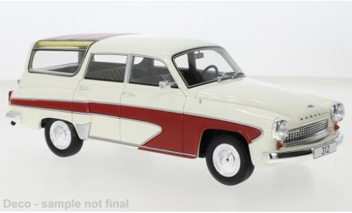 Wartburg 312 1/18 BoS Models Camping Deluxe blanco/rojo 1967 coche miniatura