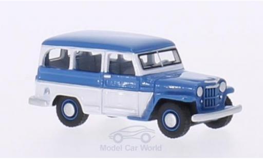 Coche miniatura Jeep Willys 1/87 BoS Models Station Wagon azul/blanco 1954 Jeep Willys 1/87 BoS Models Station Wagon azul/blanco 1954 coche miniatura