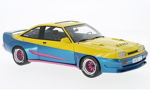 Opel Manta 1/18 BoS Models B Mattig amarillo/azul 1991 avec Glashubdach coche miniatura