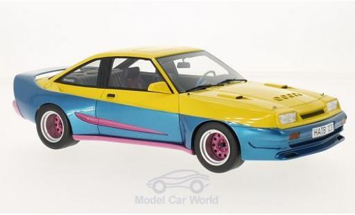 Opel Manta 1/18 BoS Models B Mattig amarillo/metalico azul 1991 coche miniatura