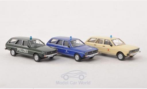 Volkswagen Passat 1/87 Brekina Variant 3er-Set Blaulicht: Polizei DRK THW coche miniatura