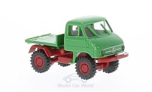 Coche miniatura Mercedes Unimog 1/87 Brekina 411 verde/rojo mit Plattform Mercedes Unimog 1/87 Brekina 411 verde/rojo mit Plattform coche miniatura