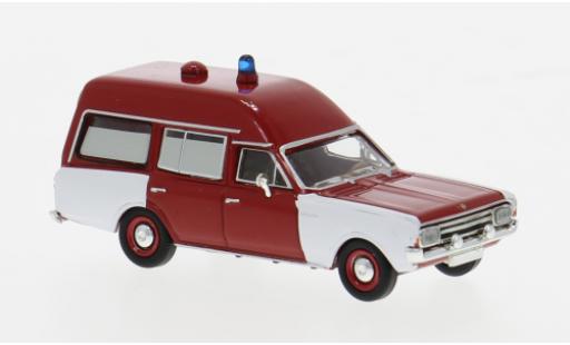 Opel Rekord 1/87 Brekina C KTW rojo/weiss Feuerwehr 1968 1:87 coche miniatura