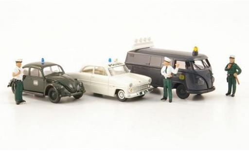 Volkswagen T1 1/87 Brekina Set 3er-Set: Schwerlast-Begleitung - Kasten K&auml;fer + Ford 12M sowie 3 Figuren 1:87 coche miniatura