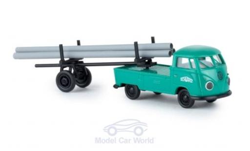 Coche miniatura Volkswagen T1 B 1/87 Brekina b Schwarzbau mit beladenem Nachläufer Volkswagen T1 B 1/87 Brekina b Schwarzbau mit beladenem Nachläufer coche miniatura