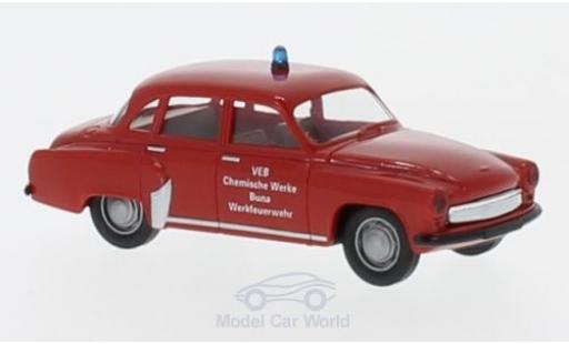Coche miniatura Wartburg 311 1/87 Brekina Werkfeuerwehr Buna Wartburg 311 1/87 Brekina Werkfeuerwehr Buna coche miniatura