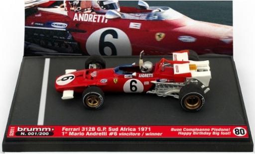 Coche miniatura Ferrari 312 1/43 Brumm B No.6 Scuderia Formel 1 GP Südafrika 1971 avec figurine de conducteur in Emballage sp�cial M.Andretti Ferrari 312 1/43 Brumm B No.6 Scuderia Formel 1 GP Südafrika 1971 avec figurine de conducteur in Emballage sp�cial M.Andretti coche miniatura