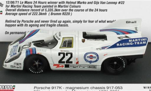 Coche miniatura Porsche 917 1971 1/43 Brumm K RHD No.22 Martini Racing Team Martini 24h Le Mans 1971 in Sonderverpackung H.Marko/G.van Lennep Porsche 917 1971 1/43 Brumm K RHD No.22 Martini Racing Team Martini 24h Le Mans 1971 in Sonderverpackung H.Marko/G.van Lennep coche miniatura