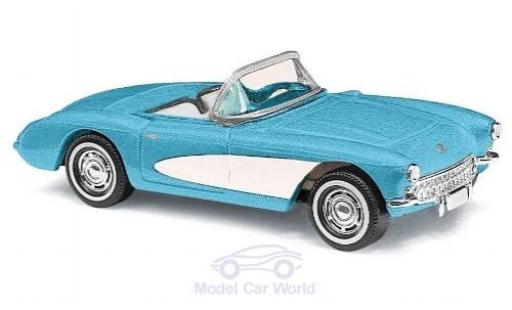 Coche miniatura Chevrolet Corvette 1/87 Busch C1 Convertible azul/blanco 1956 Chevrolet Corvette 1/87 Busch C1 Convertible azul/blanco 1956 coche miniatura