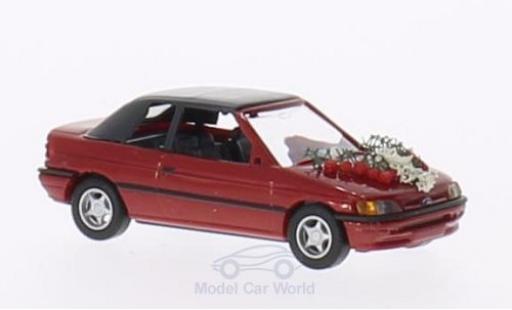 Coche miniatura Ford Escort 1/87 Busch Cabriolet metalico rojo Hochzeit Ford Escort 1/87 Busch Cabriolet metalico rojo Hochzeit coche miniatura