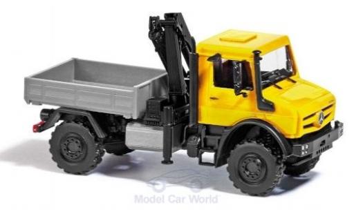 Coche miniatura Mercedes Unimog 1/87 Busch U 5023 amarillo 2014 mit Ladekran Mercedes Unimog 1/87 Busch U 5023 amarillo 2014 mit Ladekran coche miniatura