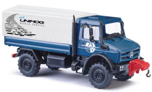 Coche miniatura Mercedes Unimog 1/87 Busch U5023 Mobile Service 2014 Modèle anniversaire avec Seilwinde Mercedes Unimog 1/87 Busch U5023 Mobile Service 2014 Modèle anniversaire avec Seilwinde coche miniatura