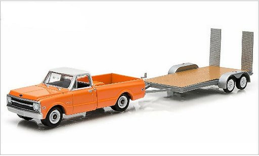 Chevrolet C-10 Pickup 1/64 Greenlight Pick-Up con 2-Achs-Flachbetthanger 1969 coche miniatura