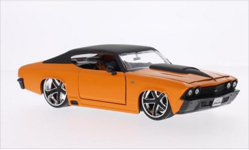 Chevrolet Chevelle tuning 1/24 Jada Toys SS naranja/mate-negro 1969 coche miniatura