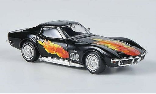 Chevrolet Corvette Coupe 1/87 Brekina C3 negro con Flammendekor y Sidepipes coche miniatura