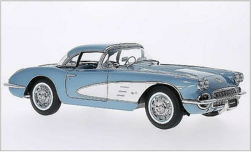 Chevrolet Corvette Convertible 1/18 Autoart C1 metalico azul/blanco 1958 coche miniatura