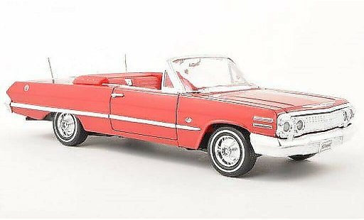 Chevrolet Impala Convertible 1/24 Welly rojo abierto 1963 coche miniatura