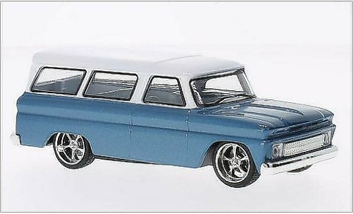 Chevrolet Suburban tuning 1/43 Greenlight metalico azul/blanco 1966 coche miniatura
