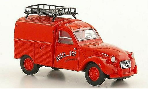 Citroen 2CV pompiers 1/87 Brekina Fourgonette Bomberos Bomberos coche miniatura