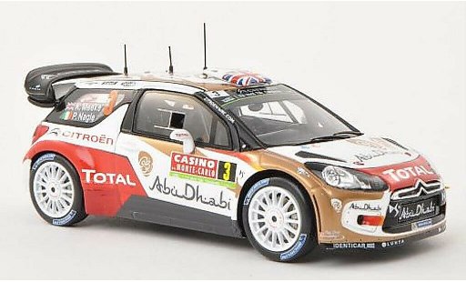 DS Automobiles DS3 WRC 1/43 Spark No.3 Total Abu Dhabi WRT Rally Monte Carlo 2014 /P.Nagle coche miniatura