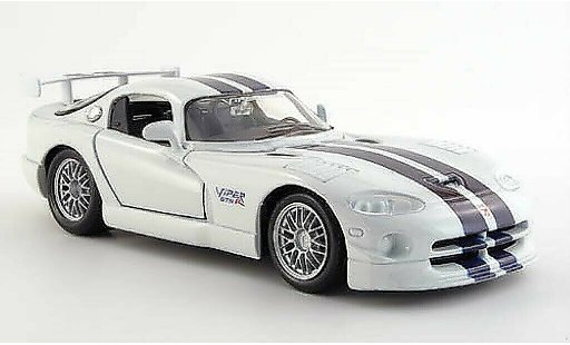 Dodge Viper Roadster 1/24 Maisto GT 2 blanco con azuln rayas coche miniatura