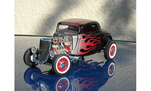 Ford 1934 Hot Rod 1/18 Ertl noir flaming coche miniatura