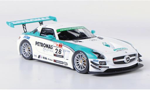 Mercedes SLS 1/43 Ebbro AMG GT3 No.28 Petronas Synthium 12h Merdeka 2011 M.Moh/T.Kataoka/J.Lester/R.Ritchie coche miniatura