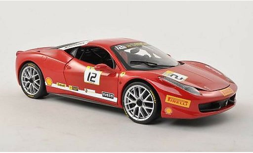 Ferrari 458 Challenge 1/18 Hot Wheels No.12 rojo coche miniatura