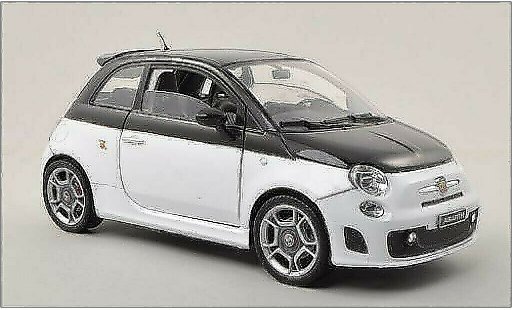 Fiat 500 Abarth 1/18 Motormax blanco/negro coche miniatura