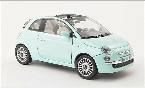 Fiat 500 C 1/18 Motormax Descapotable turquesa coche miniatura