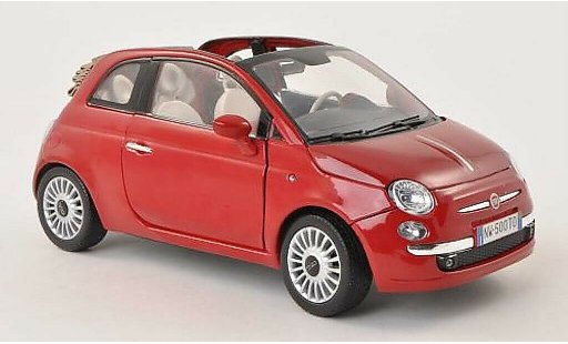 Fiat 500 C 1/18 Motormax Descapotable rojo coche miniatura