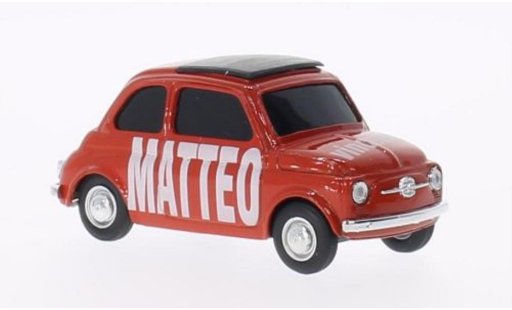 Fiat 500 Classique 1/43 Brumm MATTEO vincere! rojo-naranja coche miniatura