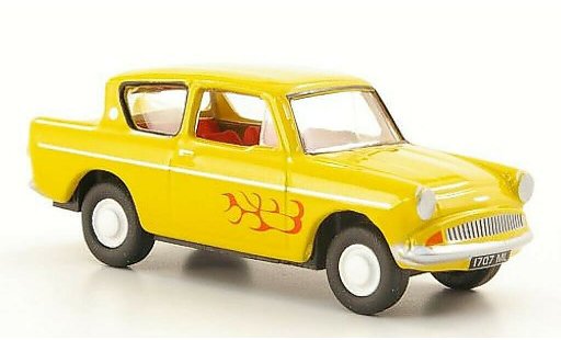 Ford Anglia 105E 1/76 Oxford amarillo con Flammendekor coche miniatura