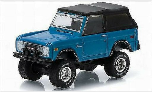 Ford Bronco Wagon 1/64 Greenlight metalico azul 1975 coche miniatura