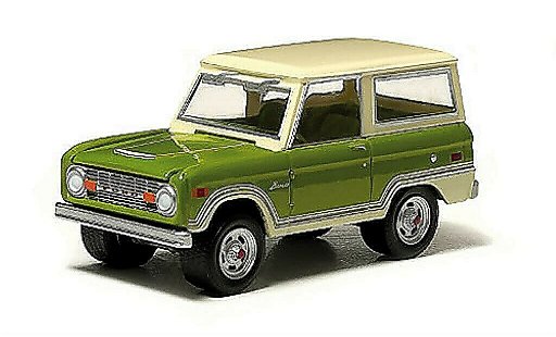Ford Bronco Wagon 1/64 Greenlight Ranger verde/beige 1974 coche miniatura