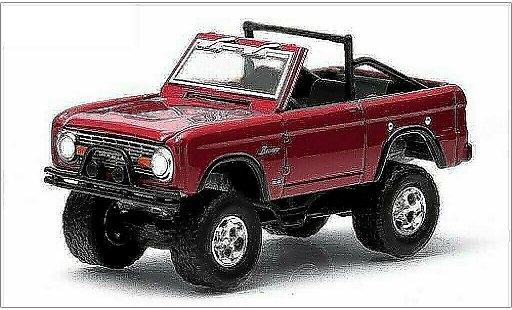 Ford Bronco Wagon 1/64 Greenlight rojo 1974 coche miniatura