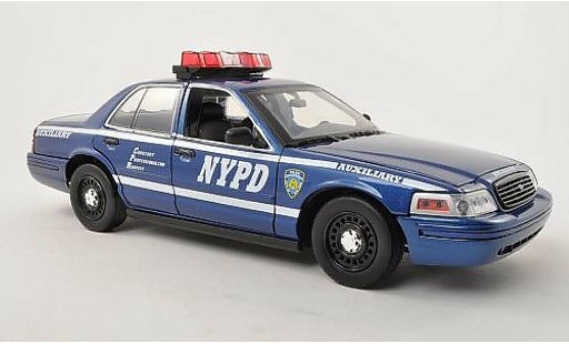 Ford Crown Police Interceptor 1/18 Greenlight Victoria NYPD Auxiliary Polic&iacute;a (USA) 2001 coche miniatura