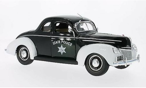 Ford Deluxe Police 1/18 Maisto State negro/blanco 1939 coche miniatura