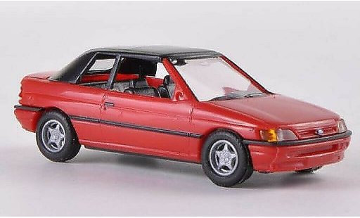 Ford Escort Berline 1/87 Busch Descapotable cerrado rojo 1991 coche miniatura
