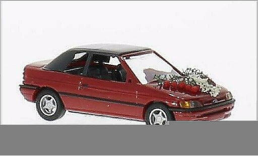 Ford Escort MK1 1/87 Busch Descapotable metalico rojo coche miniatura