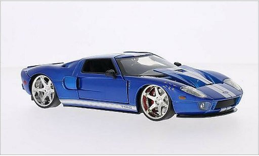 Ford GT Berlinetta 1/24 Jada Toys metalico azul/blanco Furious 7 2005 coche miniatura