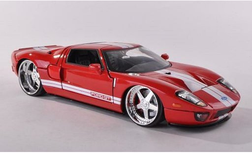 Ford GT Berlinetta 1/24 Jada Toys rojo con blancoen rayas 2005 coche miniatura