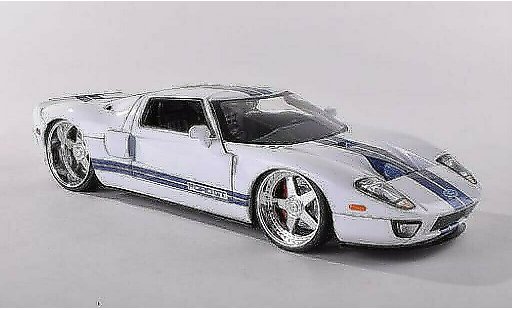 Ford GT Berlinetta 1/24 Jada Toys blanco con azuln rayas 2005 coche miniatura