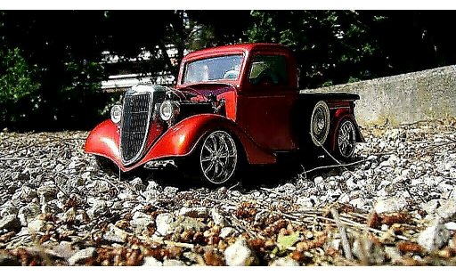 Ford 1934 Hot Rod 1/18 Solido rojo moteur prepare coche miniatura