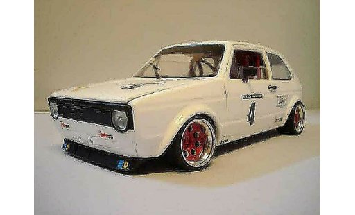 Volkswagen Golf GTI 1/18 Solido Berg Cup blanco jantes rojo coche miniatura