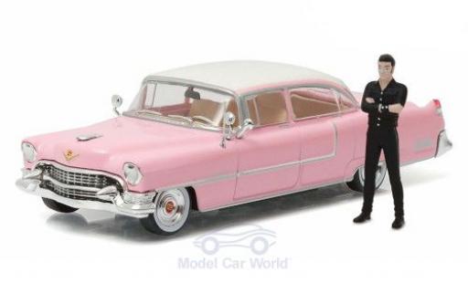 Cadillac Fleetwood 1/64 Greenlight Series 60 rosa/blanco Bullitt 1955 mit Elvis Figur coche miniatura